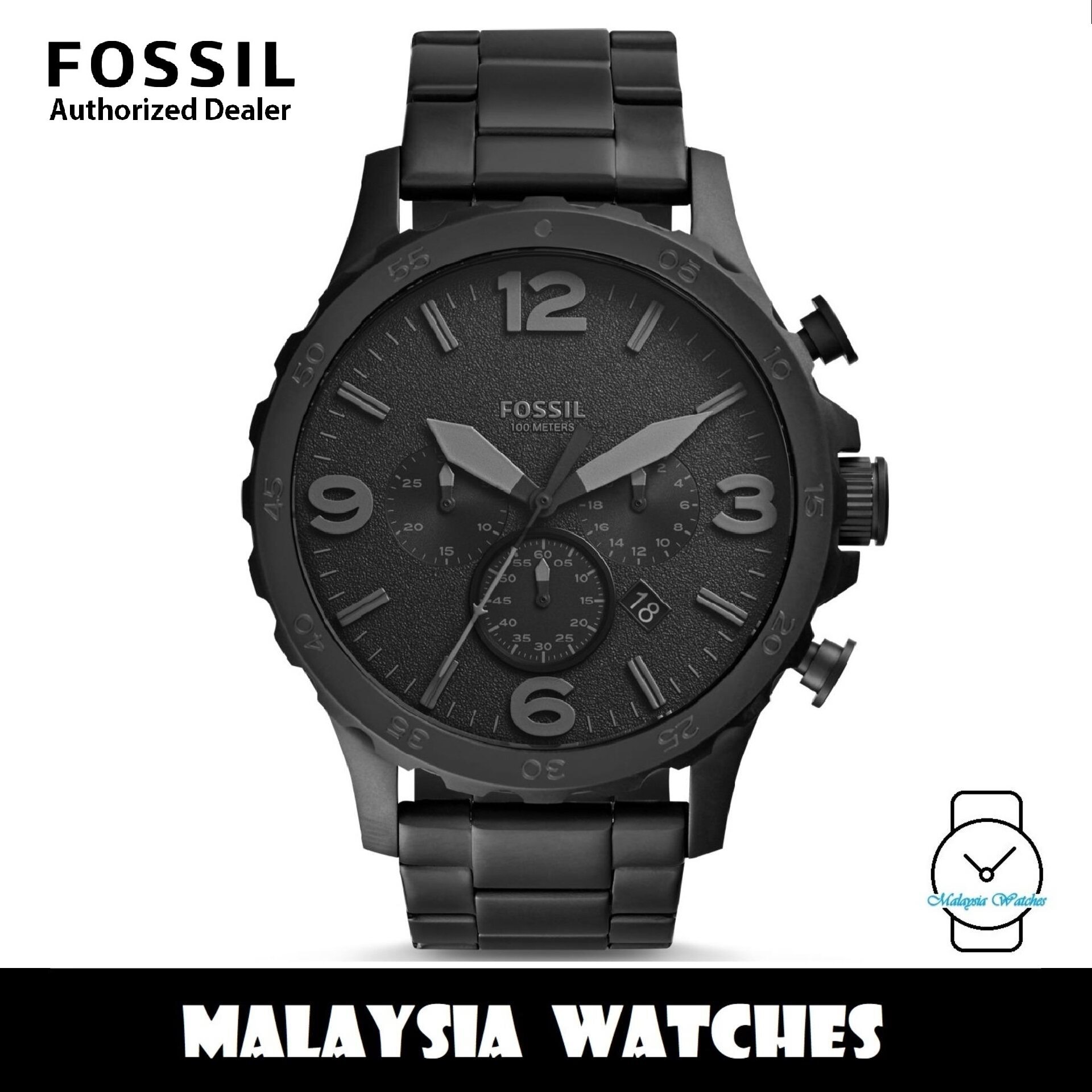 Fossil JR1401 Nate Chronograph Stainless Steel Watch Black Lazada