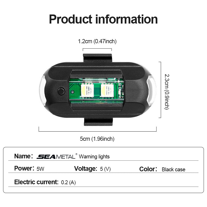 SEAMETAL Đèn LED Cảnh Báo Chống Va Chạm Thông Dụng Đèn Tín Hiệu Mini Điều Khiển Từ Xa Đèn Nhấp Nháy Đèn Báo Tín Hiệu Rẽ 7 Màu