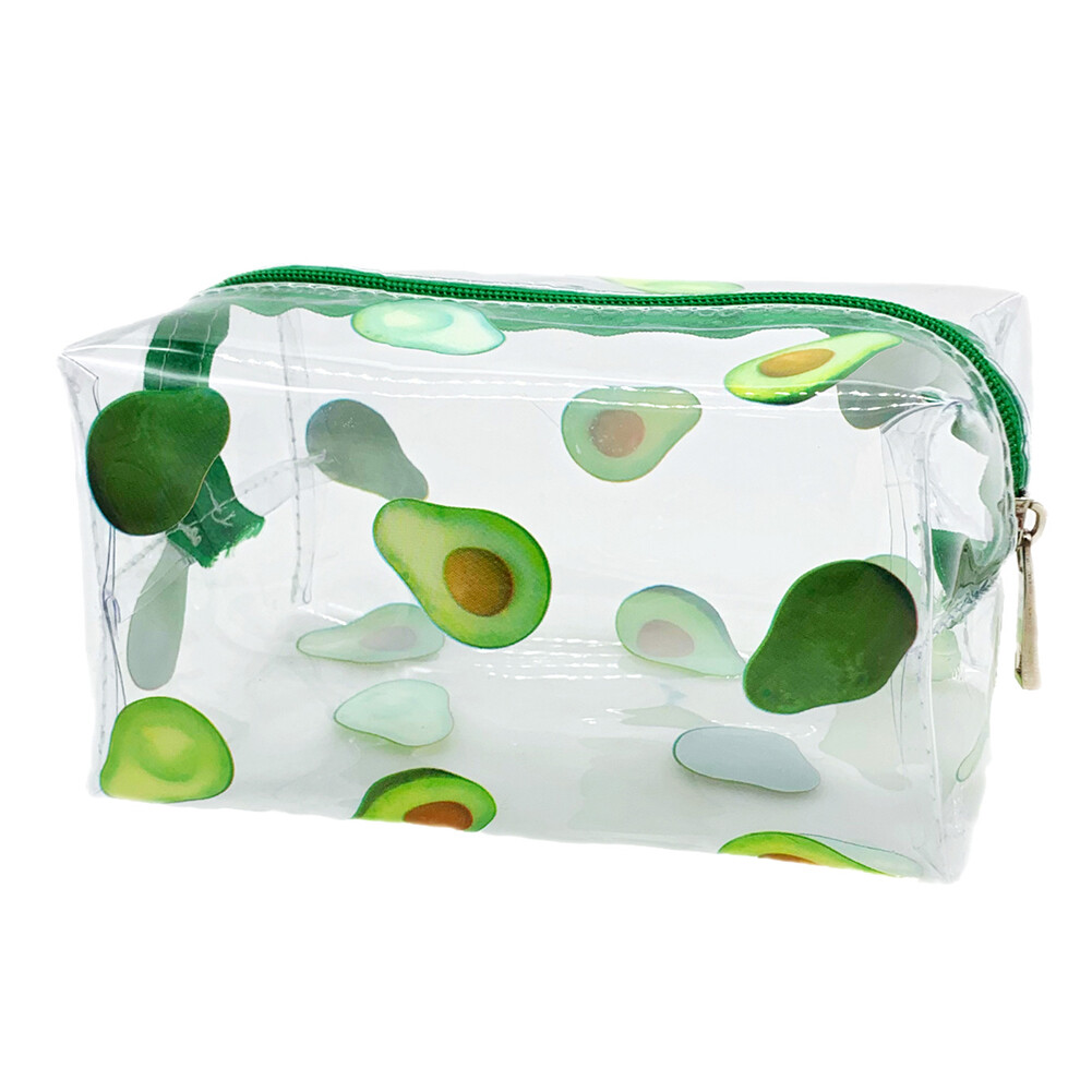 { Fast delivery }Clear PVC Cosmetic Bag Transparent Fruit Avocado Cosmetic Organizer Small Waterproof Multi-function for Women Girls Pen Storage Case