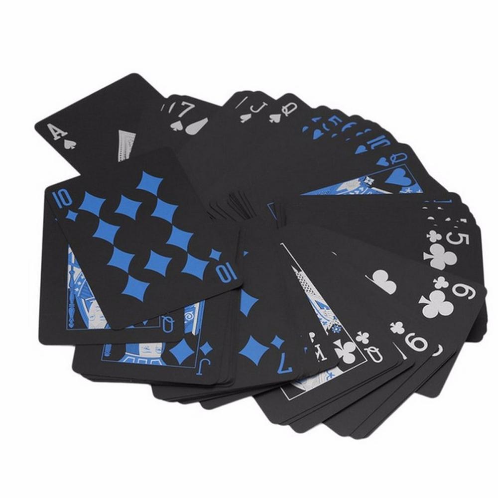 54pcs Fine-quality Plastic PVC Poker Waterproof Black Playing Cards Creative Gift Practical Magic Poker Gaming Cards