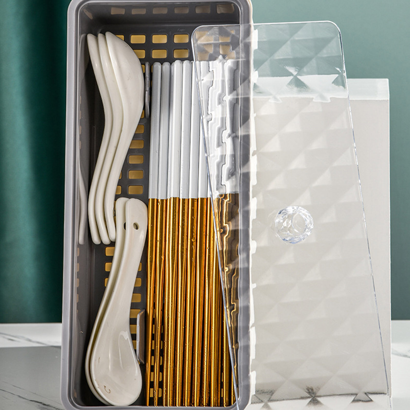 Thoát nước đũa container chống bụi multilayers đồ dùng hộp lưu trữ cho nhà bếp