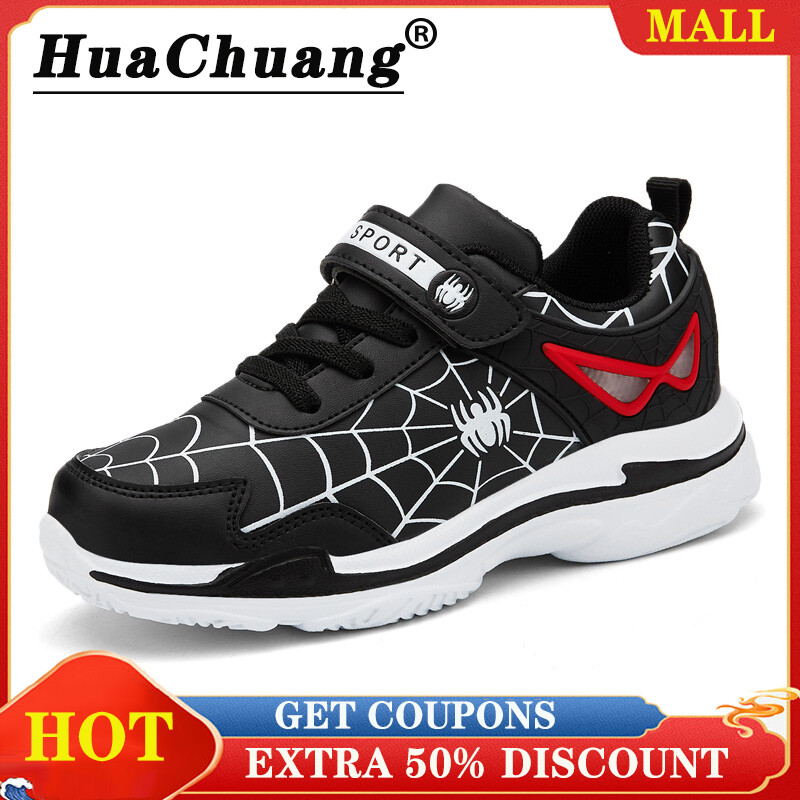 HUACHUANG Kidds Shoes Leather Sports Running Shoes Spider man boys and girls Shoes outdoor trendy shoes