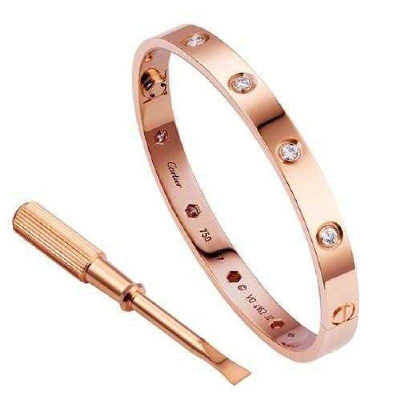 Original 2021 cartiers love bracelet pink gold plated real with 10
