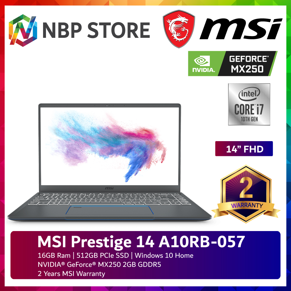 MSI Prestige 14 A10RB-057 14 FHD Laptop ( i7-10710U, 16GB, 512GB SSD, MX250 2GB, W10 ) Malaysia