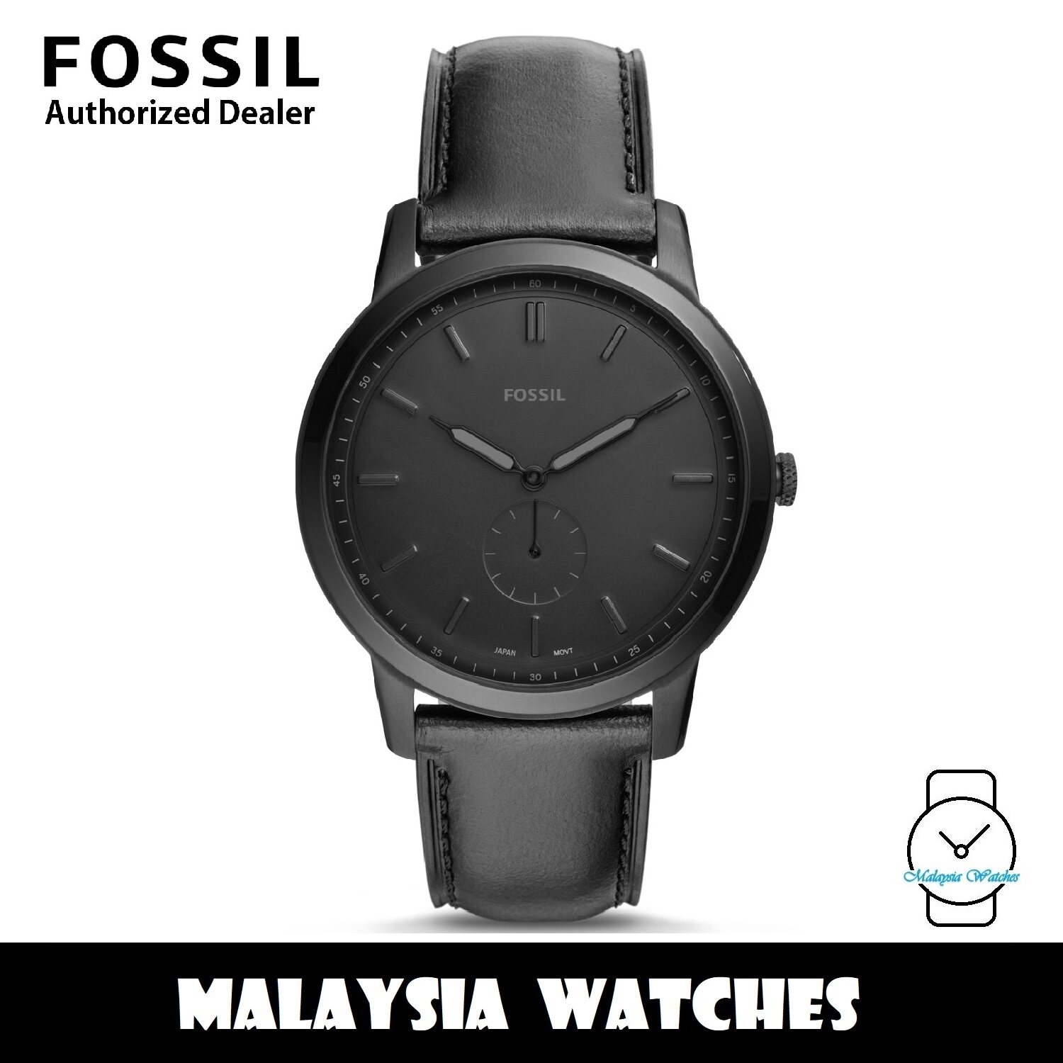 OFFICIAL WARRANTY Fossil Men s FS5447 The Minimalist Two Hand Leather Watch Black Lazada