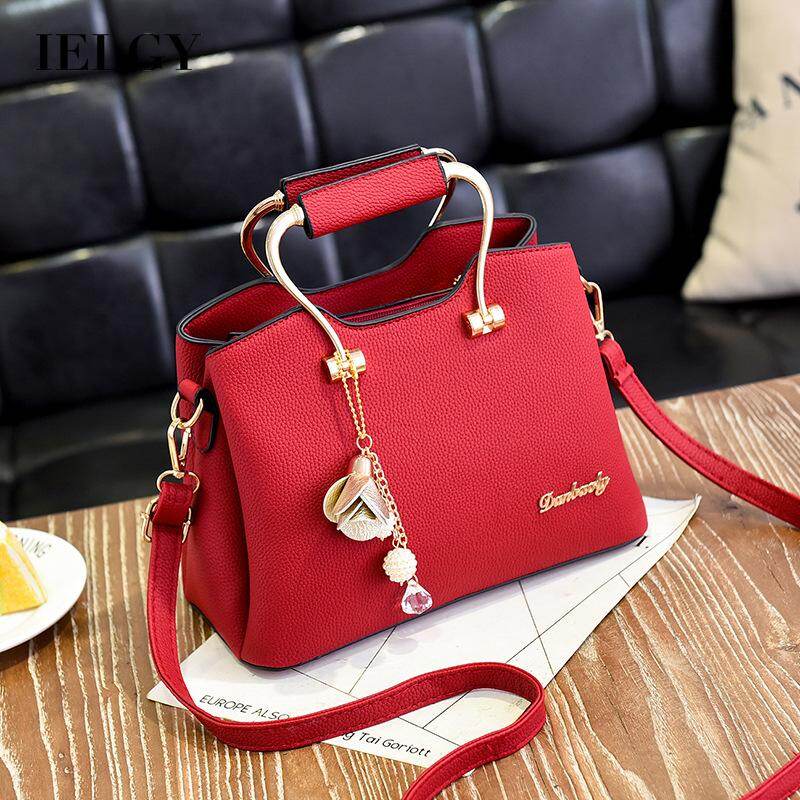 IELGY elegant Korean style fashion stitching messenger large-capacity female bag