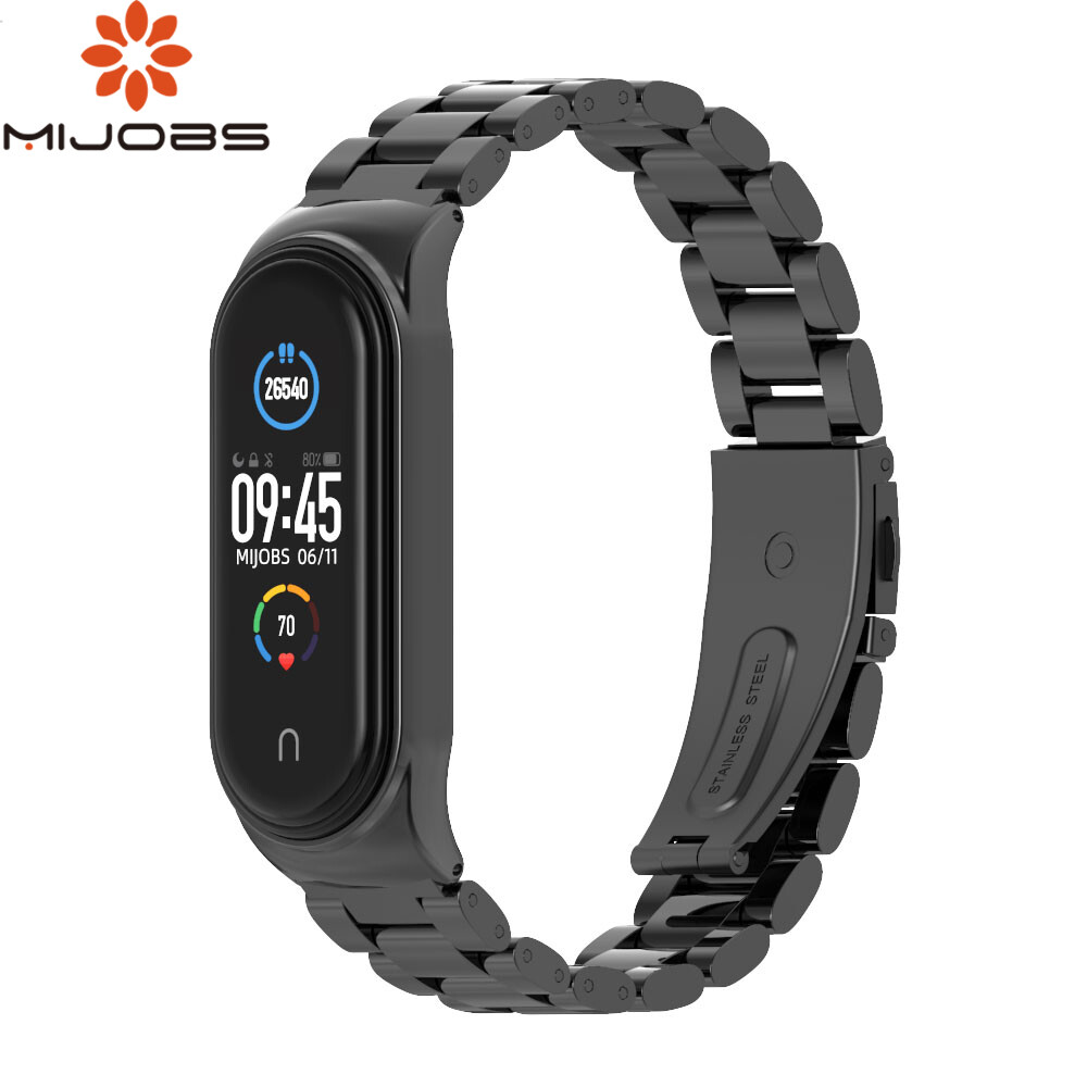 MIJOBS Metal Bands for Xiaomi Mi Band 10 Strap Miband  Bracelet Replacement Wristband Compatible With Xiaomi Mi Smart Band Mi 