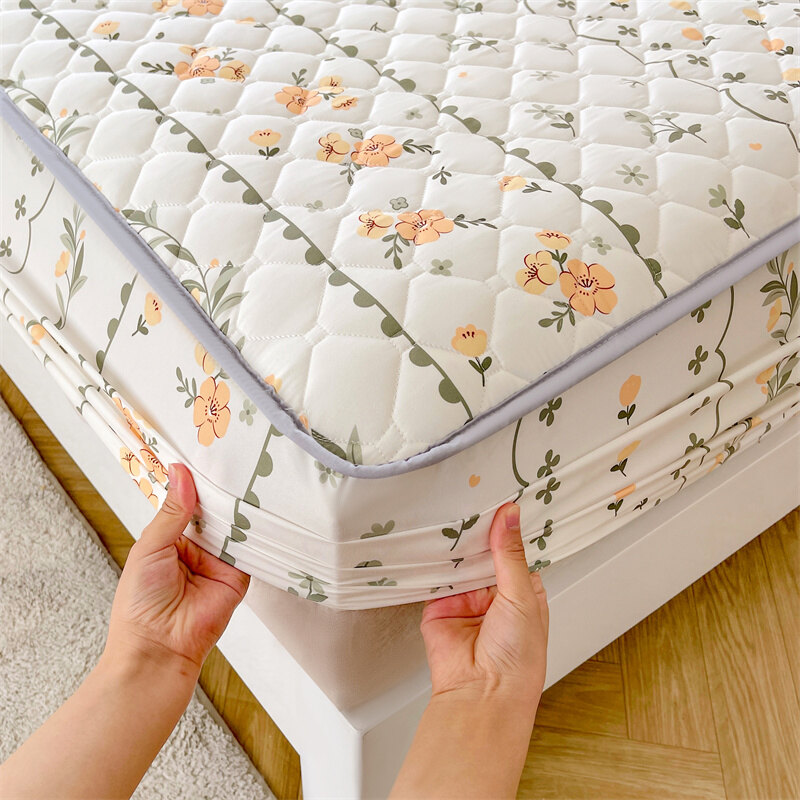 Được trang bị cadar kháng khuẩn vải bọc bảo vệ nệm đàn hồi cỡ Queen Vua duy nhất Ra Bọc Nệm in hoa tấm ga trải giường (không có gối)