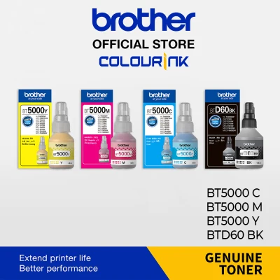 Brother BT5000 Cyan Magenta Yellow BTD60BK Black Original Ink Bottles for DCP-T220 DCP-T310 DCP-T420DW DCP-T510W DCP-T520W DCP-T710W DCP-T720DW MFC-T910W MFC-T920DW HL-T4000DW MFC-T4500DW