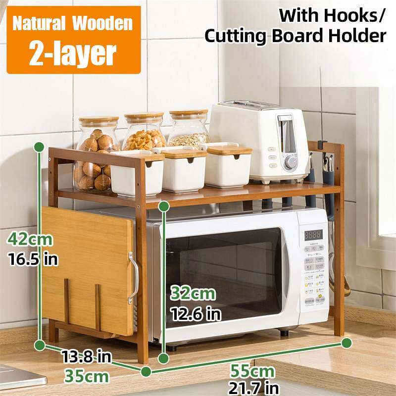 Kệ Lò Vi Sóng Bằng Tre 2/3 Tầng Giá Đỡ Có Thể Điều Chỉnh Độ Cao, Kệ Bếp Đựng Gia Vị, Giá Để Đồ Nhà Bếp Đồ Dùng Nhà Bếp Chủ