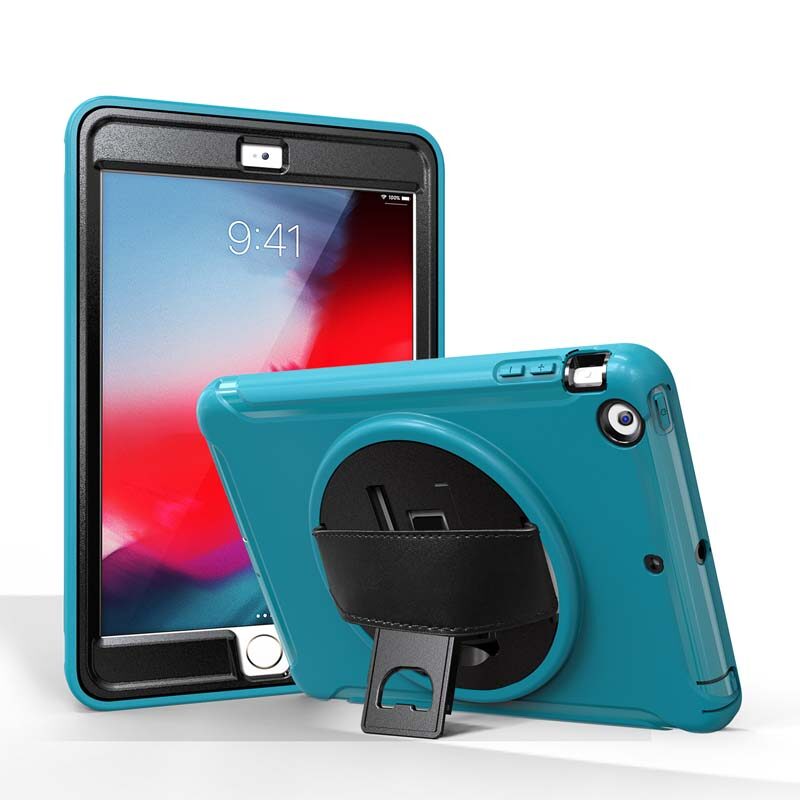 Shockproof case for ipad mini a1432 a1454 a1455 ipad mini 2 a1489 a1490 a1491 ipad mini 3 a1599 a1600 rotary stand cover with hand strap