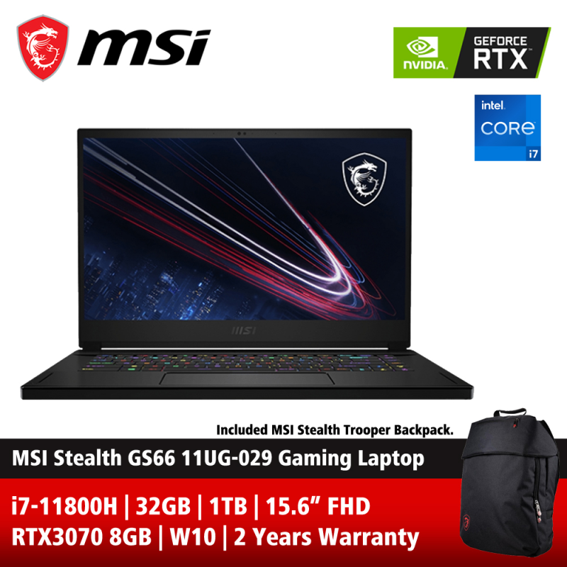 MSI Stealth GS66 11UG-029 15.6 FHD Gaming Laptop ( i7-11800H, 32GB, 1TB SSD, RTX3070 8GB, W10 ) Malaysia