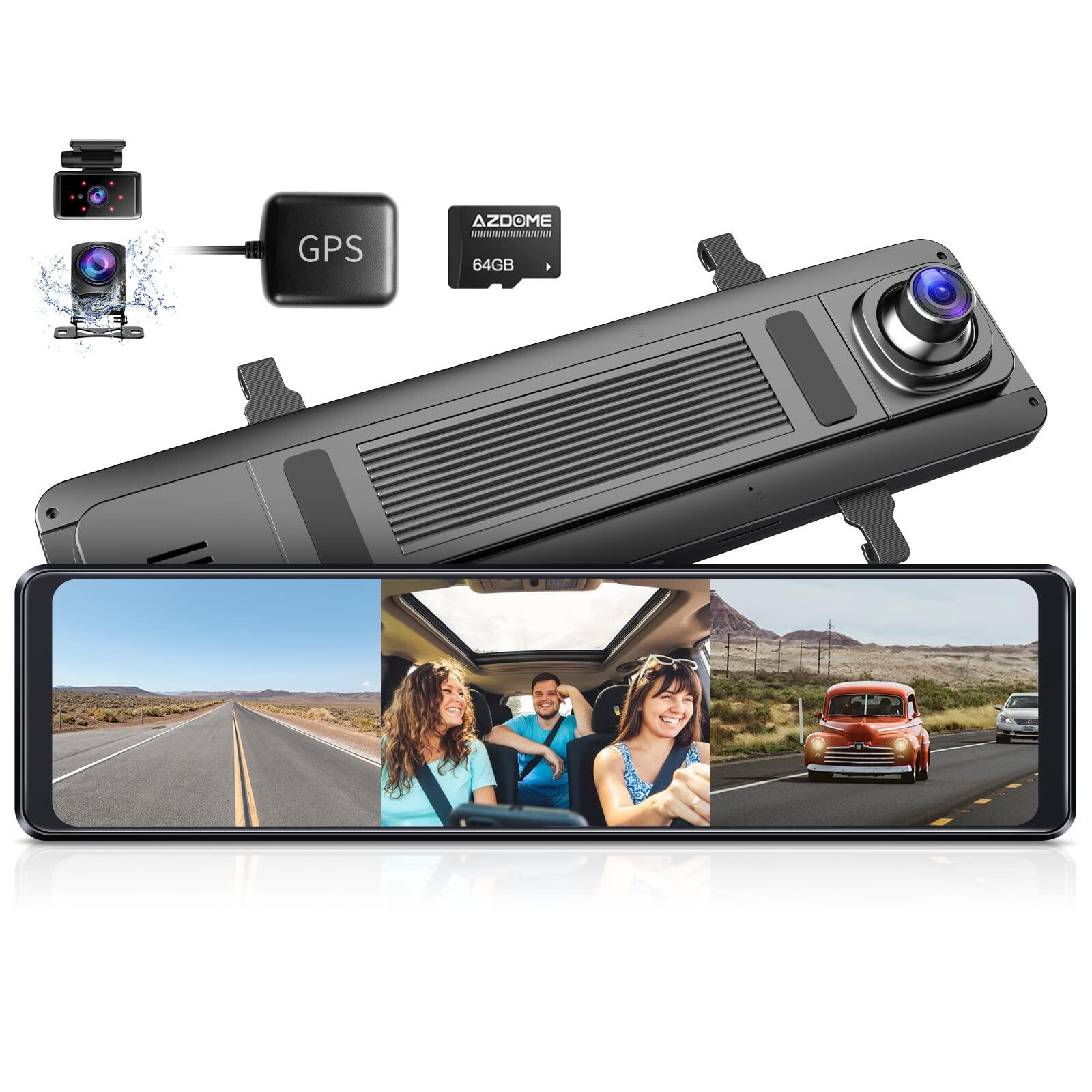 AZDOME PG16S-3CH 2K Mirror Dash Cam, 3 Channel, 12