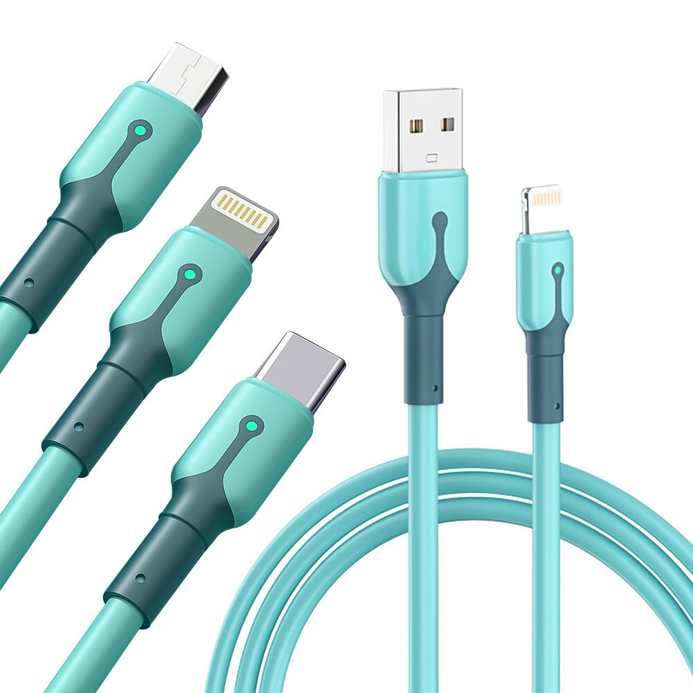 【YIDEA HONGKONG】 5A Fast Charger Liquid Silicone Cable with LED Light Micro Usb / Type-C Charger Cable IPhone Cable