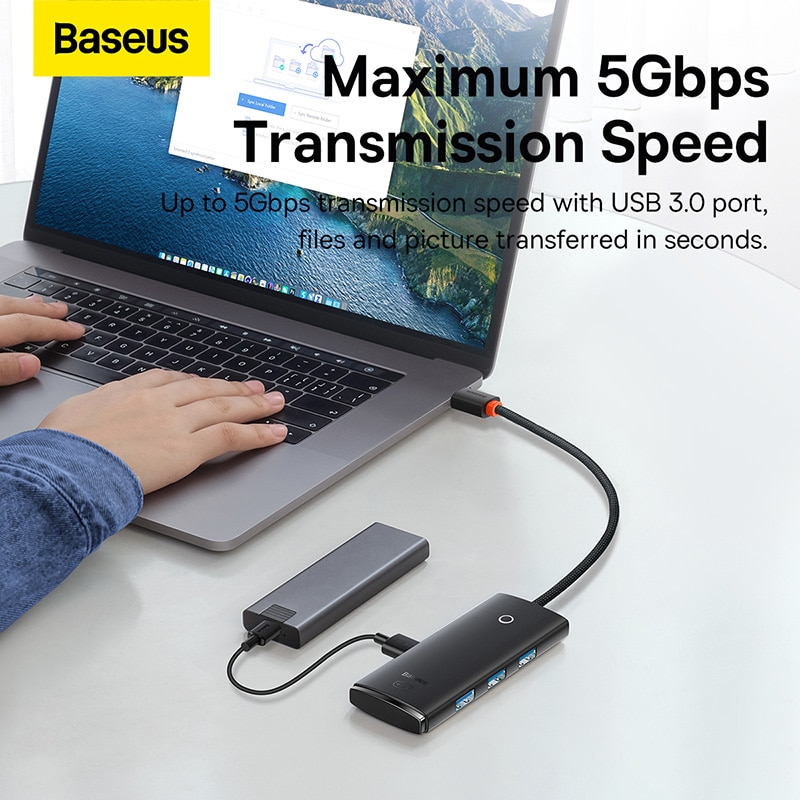 Baseus USB Type-C HUB 4 USB 3.0 Ports USB-A To Type C HUB Type C To USB Adapter For Computer Laptop Macbook Pro Air USB Splitter