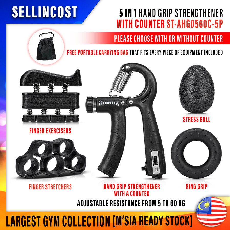 Sellincost 5in1 adjustable handgrip exercise hand grip spring 5 60kg