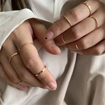 Simple 10Pcs/set Punk Ring Circular Ring Geometric Twist Jewelry For Women Gifts