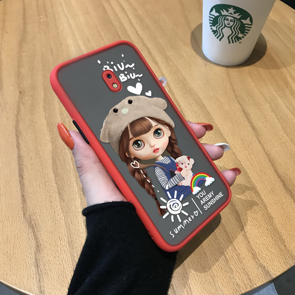 Hontinga Casing Case For Samsung Galaxy J3 Pro J3 Duos 17 Case Cute Rainbow Girls Lovely Girl Frosted Transparent Hard Anime Phone Case Full Back Cover Casing Lens Camera Protector Cases Hard