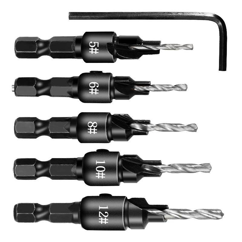 [Hàng Sẵn Có] FONIX 6PC HSS Mũi Khoan Countersink Bộ Mũi Khoan Gỗ Mũi Khoan Set Cordless Bước Mũi Khoan Cho Chế Biến Gỗ Kim Loại #5 #6 #8 #10 #12