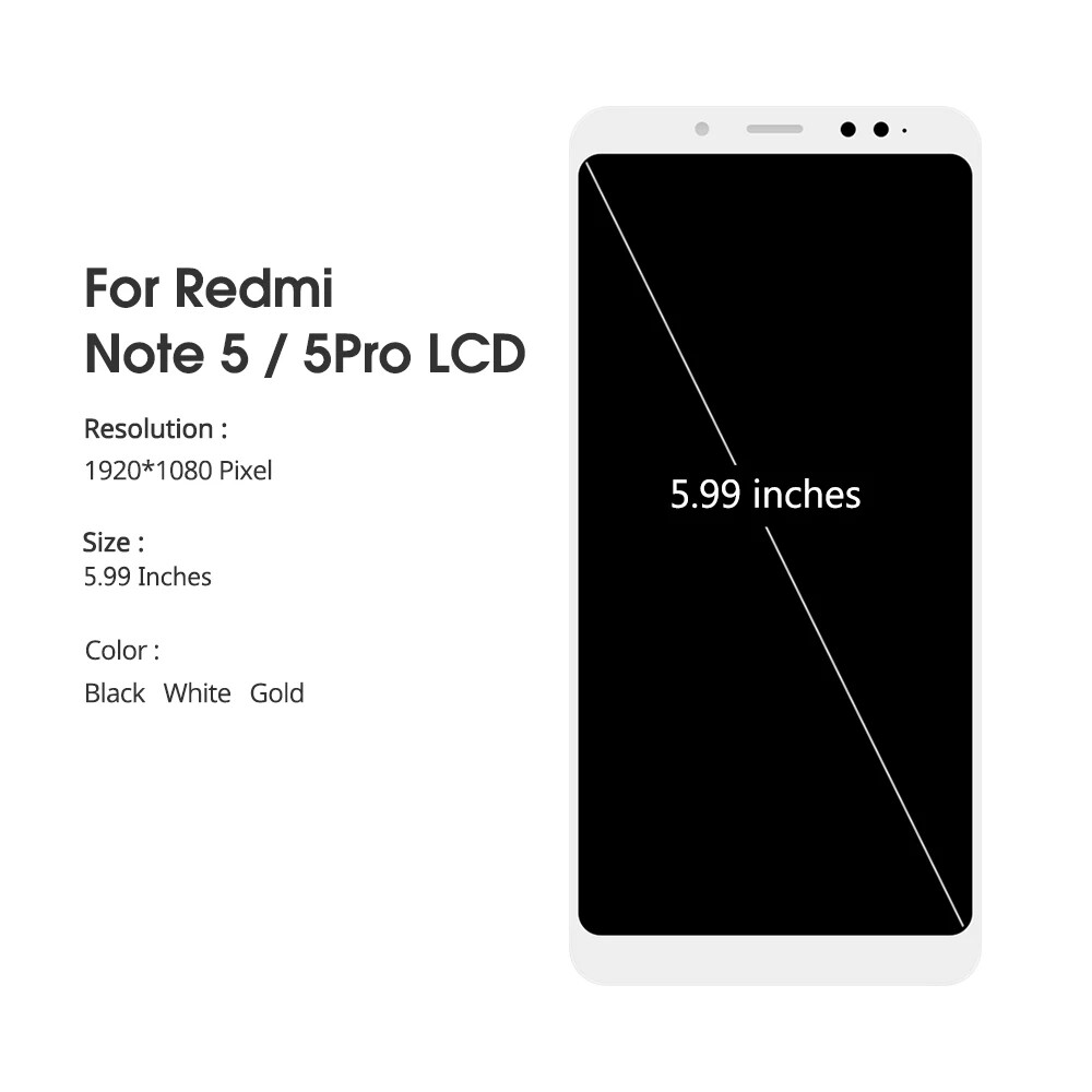 For Xiaomi Redmi Note 5 / Note 5 Pro LCD Display Touch Screen Digitizer Assembly With Frame Replacement