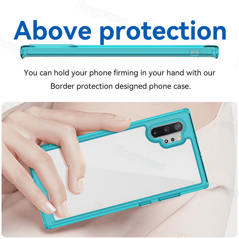 Jingsanc Hard Case For Samsung Galaxy Note 10 Plus/Note 10+/Note 10 Hybrid Armor Clear Candy Bumper Soft TPU Edge Shockproof Phone Casing Cover Shell samsung note 10 plus/note 10+/note 10