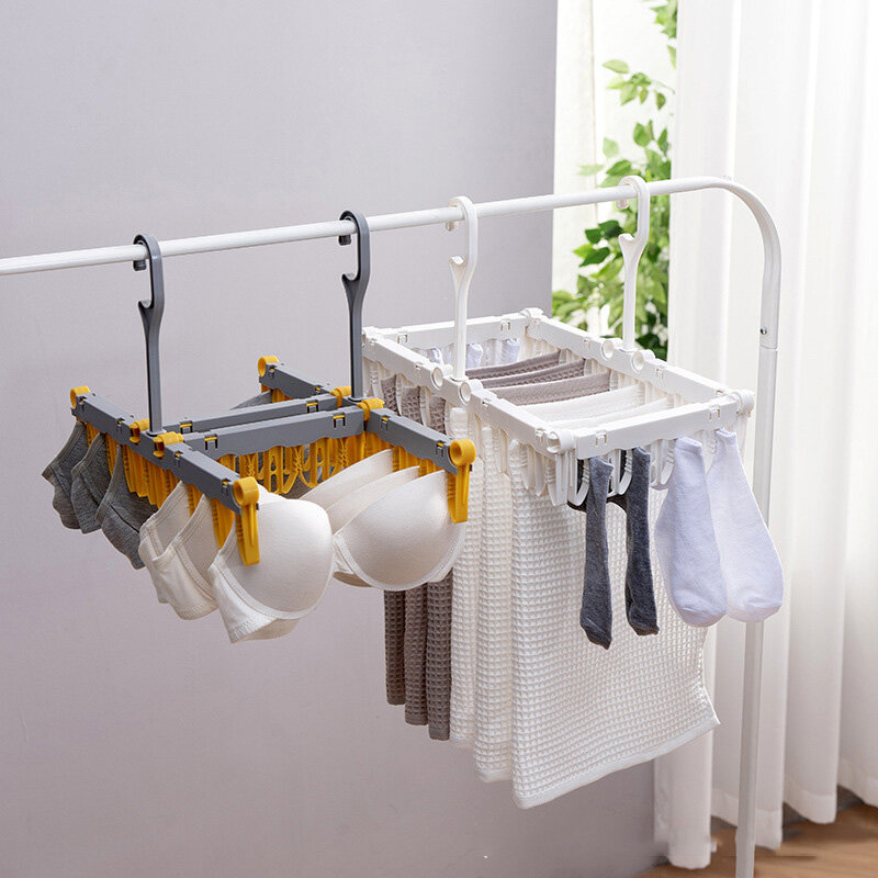 Houseeker Multifunctional Clothes Drying Rack Underware Socks Organiser Holder Wardrobe Storage Clip Space Saver