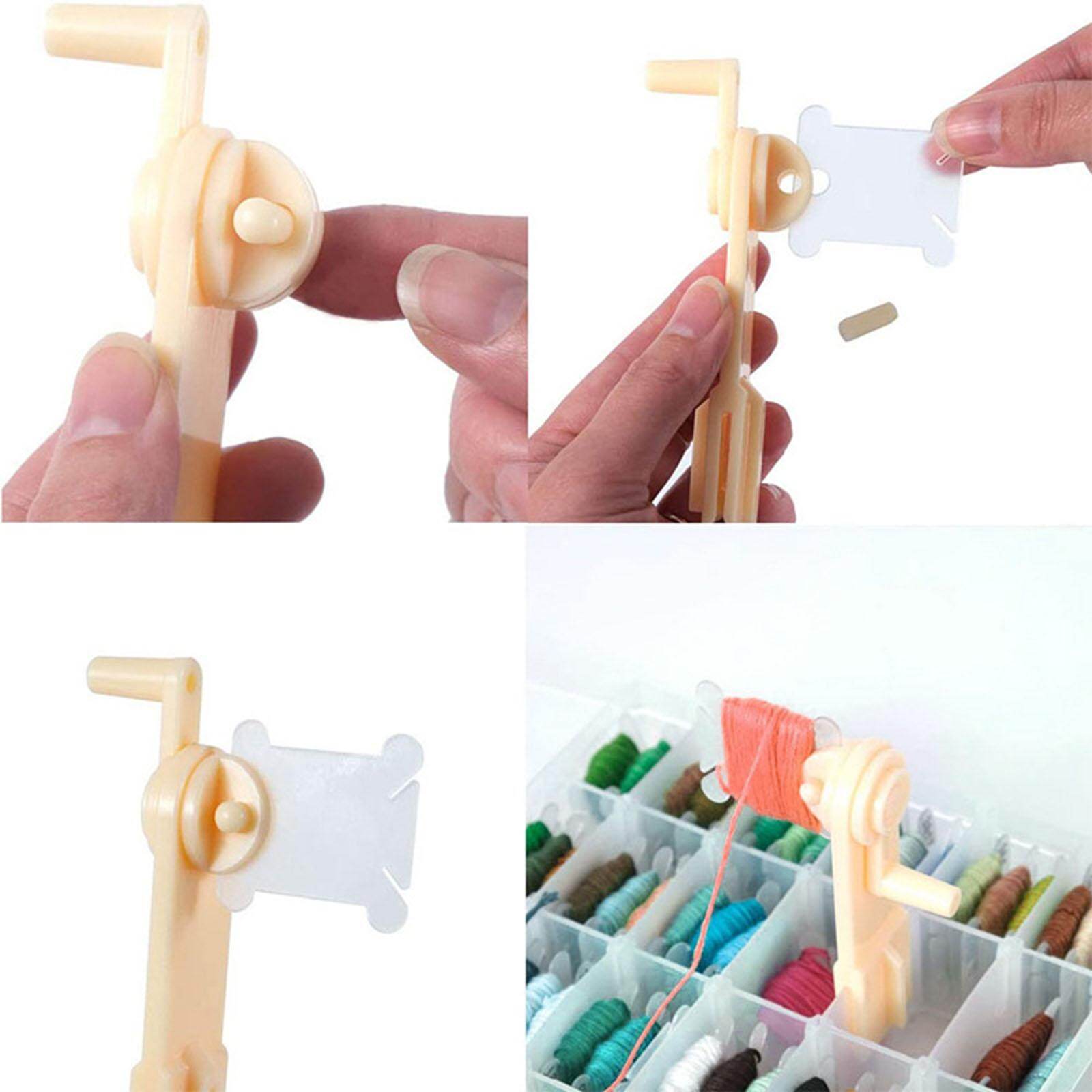 Blesiya 120x Plastic Floss Bobbins with Bobbin Winder Thread Cards for Cross Stitch