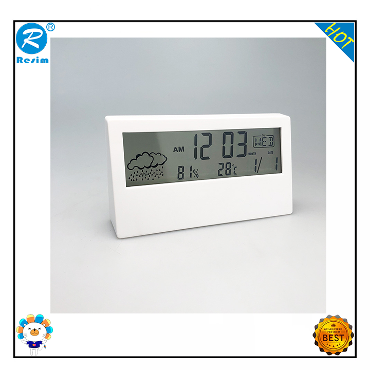 Resim LCD clock electronic desk clock temperature and humidity meter alarm clock creative electronic digital display multi-function blue light
