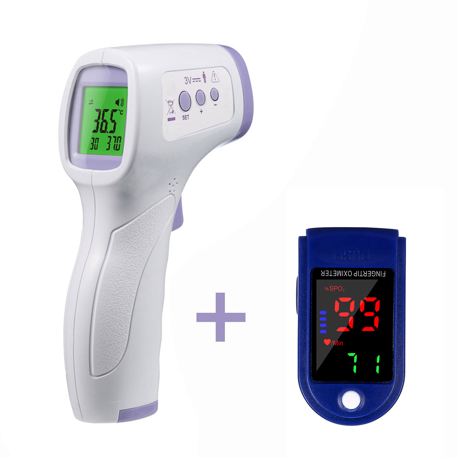 Smart Sensor Digital Forehead Therm-ometer Non-contact Infrared Ther-mometer and Digital Fingertip Pulse O-ximeter