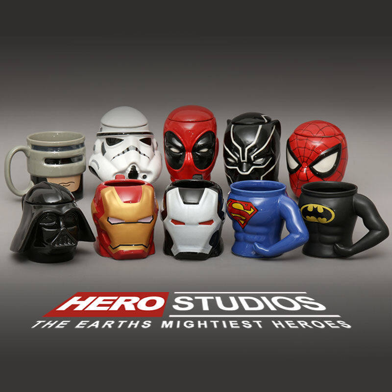 Cốc họa tiết ngộ nghĩnh quà tặng sáng tạo xu hướng cá tính Mug truyện tranh MARVEL Spider-Man Iron Man cup.