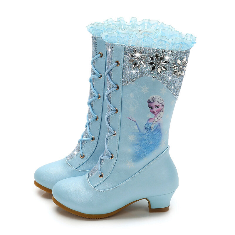 QBELY Autumn And Winter New High Boots Girls Princess High-heels Children Sequins Snow Boots Boots Size 27-37