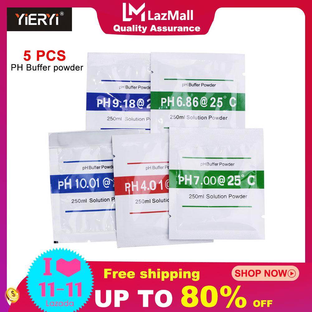 5pcs/lot ph buffer powder for ph test meter measure calibration solution 4.01/6.86/7.0/10.01/9.18 calibration point