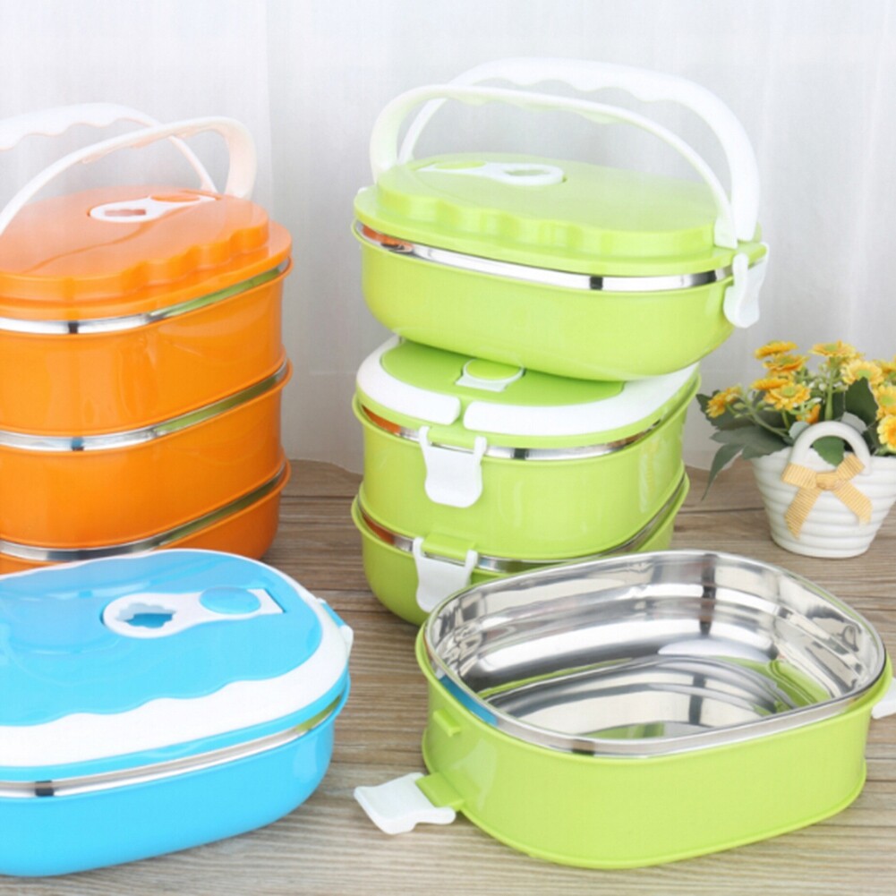 Terylin 1/2 Layer Rectangle Stainless Steel Thermal Lunch Box Food Storage Container