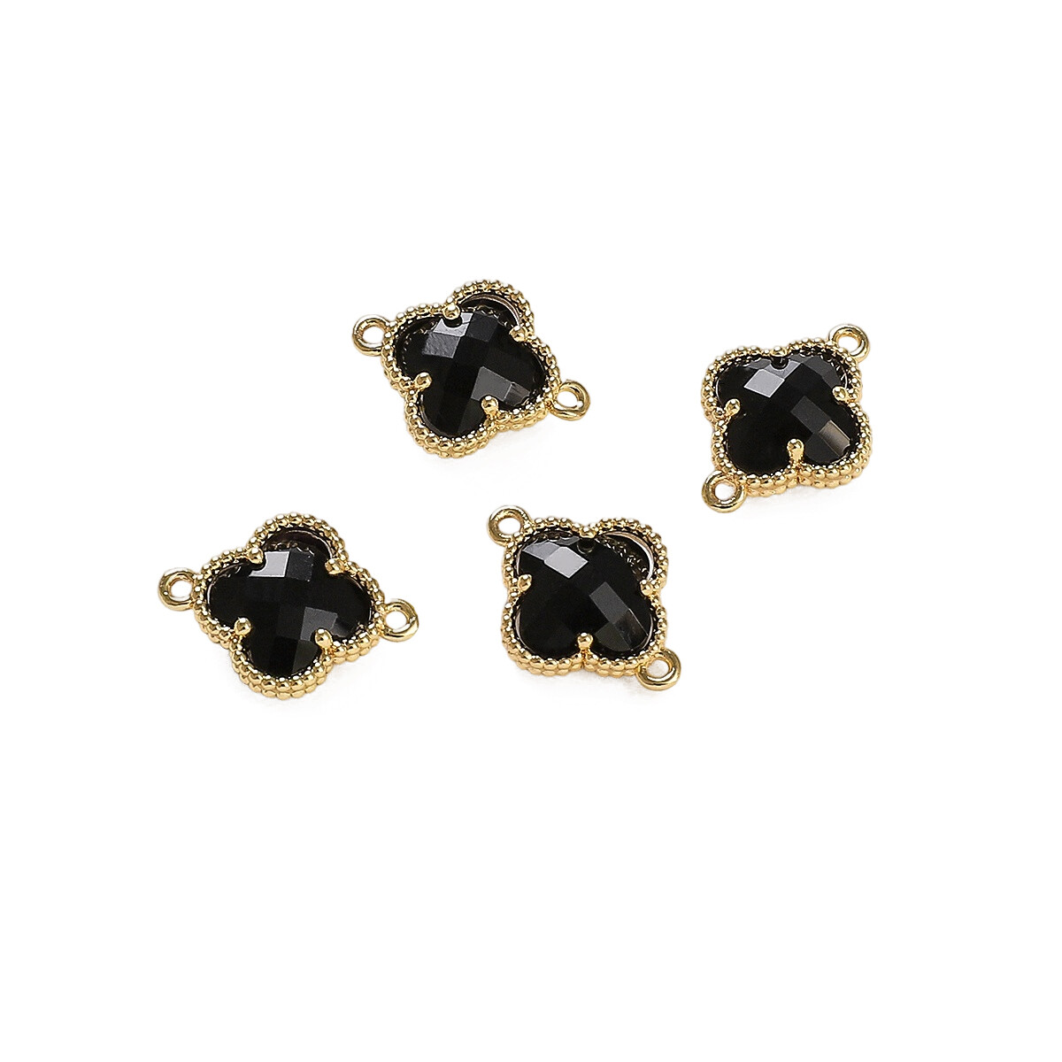 2pcs Gold Plated Copper Crystal Zirconia Wrapped Four Leaf Flowers Pendant For DIY Making Fashion Jewelry Accessories