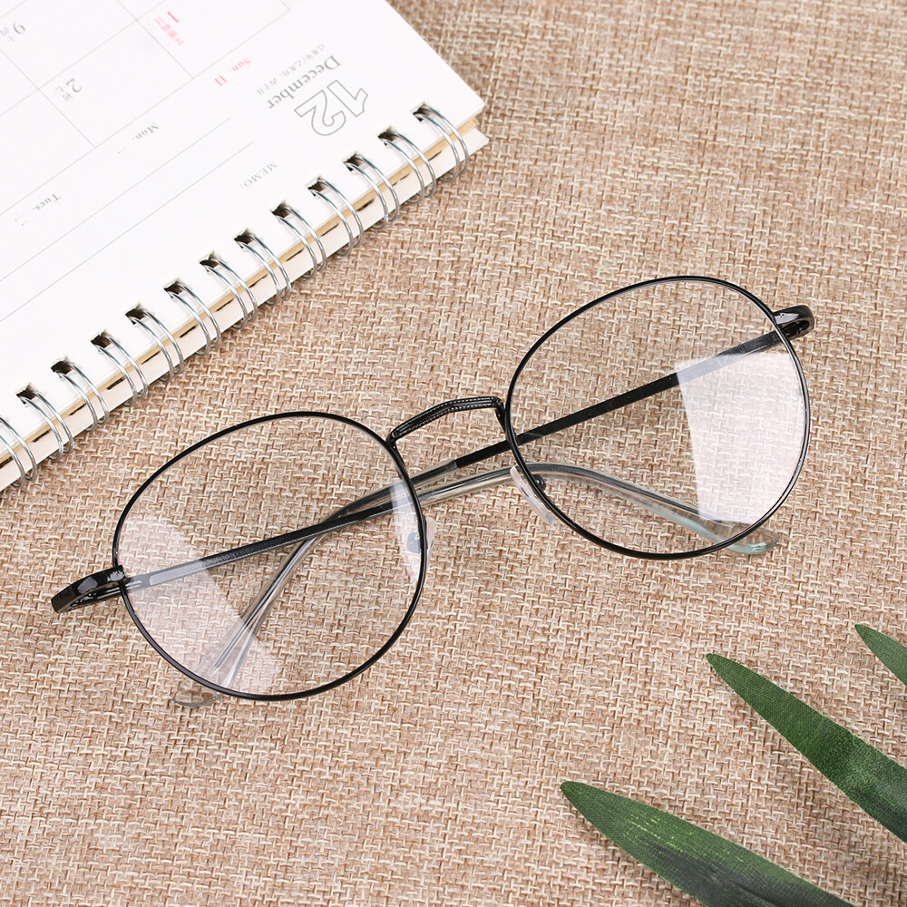 1* Women Men Oversized Metal Portable Eyeglasses Frame Optical Glasses Round Glasses Spectacles