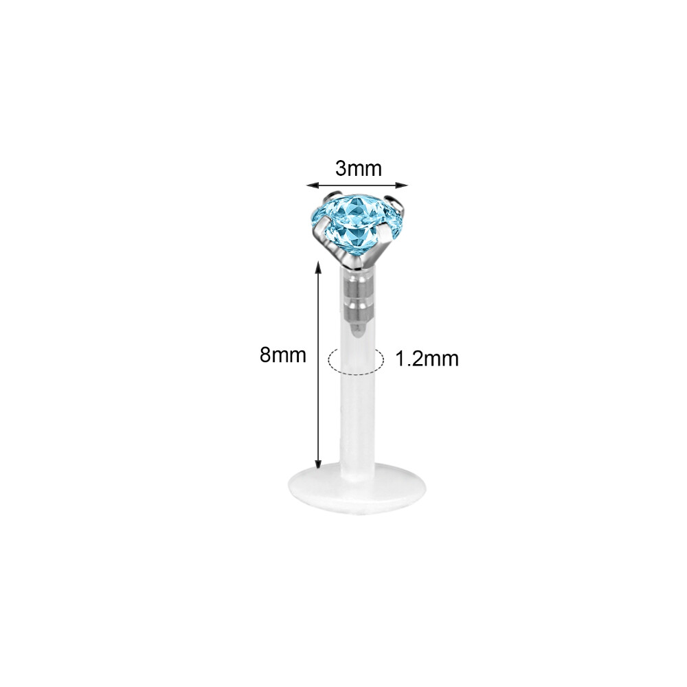 1 PC Flexible Labret Studs Small Gem Ear Studs Acrylic Earrings Jewelry Clear Bioflex Crystal Lip Piercings