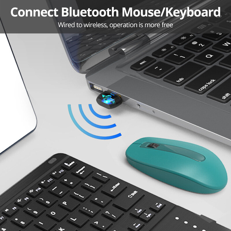 FONKEN Bộ Chuyển Đổi Bộ Thu Phát Bluetooth Không Cần Trình Điều Khiển Mới Bộ Chuyển Đổi WIFI Hai Trong Một 5.0 Tai Nghe Bàn Phím Bộ Chuyển Đổi Bluetooth Không Dây USB Cho Máy Tính Để Bàn, Hỗ Trợ Kết Nối Đồng Thời Của Nhiều Thiết Bị, Tương Thích