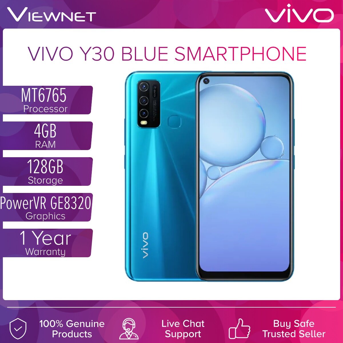 vivo y30 dazzle blue