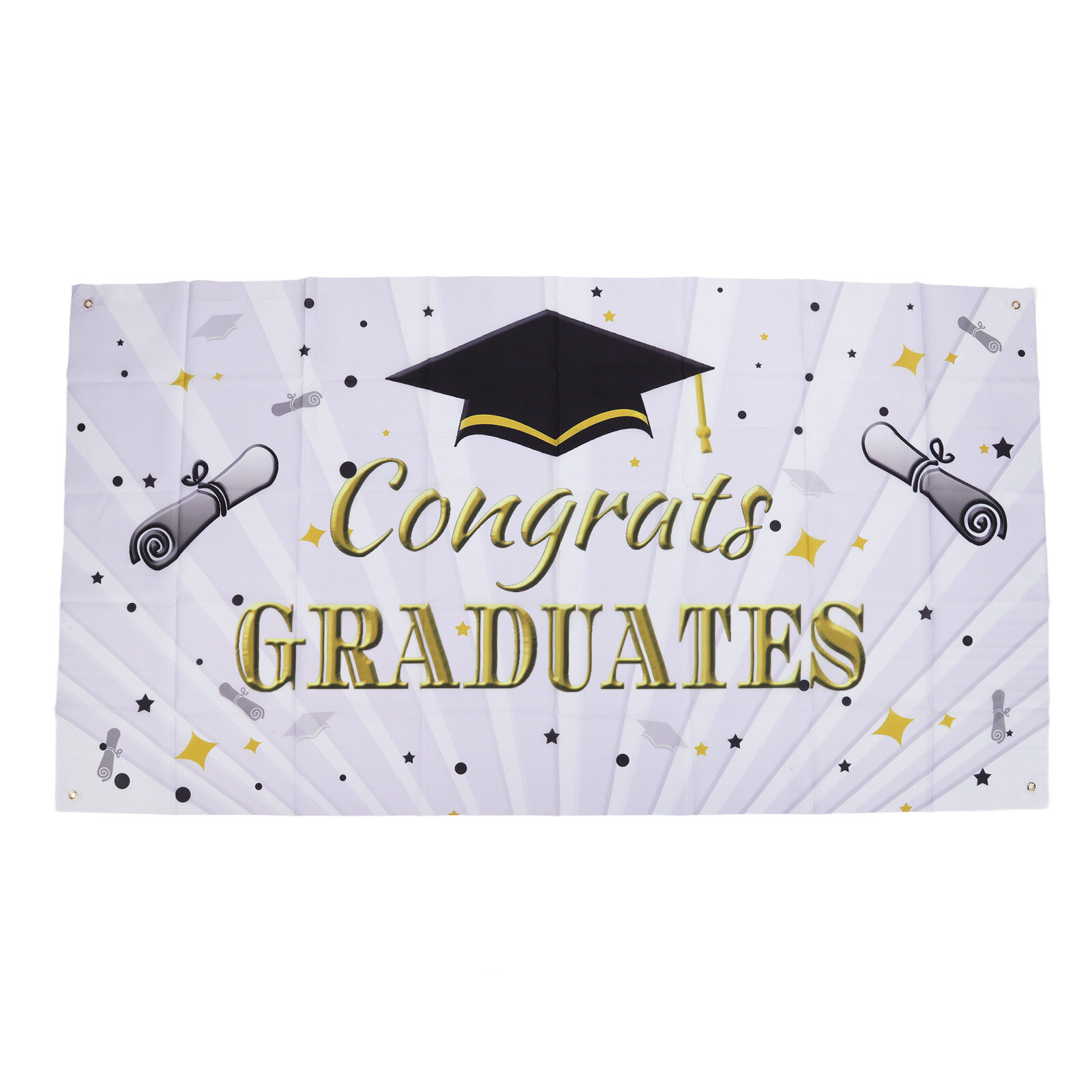 Graduation Banner Approx 71x38in Durable Polyester Fabric Fadeless Color 4 Eyelets Congrats Grad Banner for Graduation