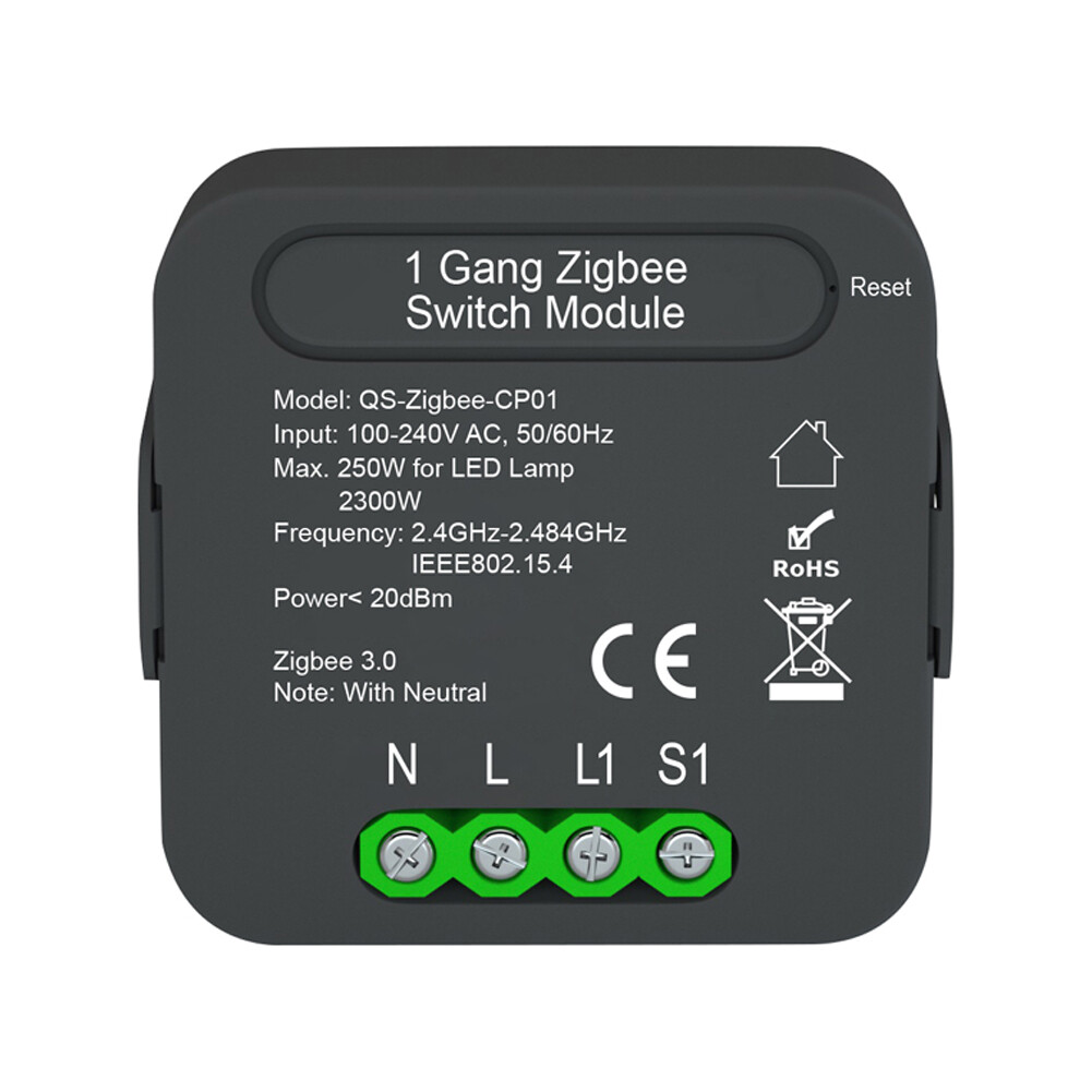 KKmoon QS-Zigbee-CP01 Tuya ZigBee Intelligent Switch Module Intelligent Home Switch Conversion Module 1 Gang Switch Module Device Sharing Timing Function Mobilephone APP Remotes Control for Alexa Google Home Voice Control Used with Gate-way