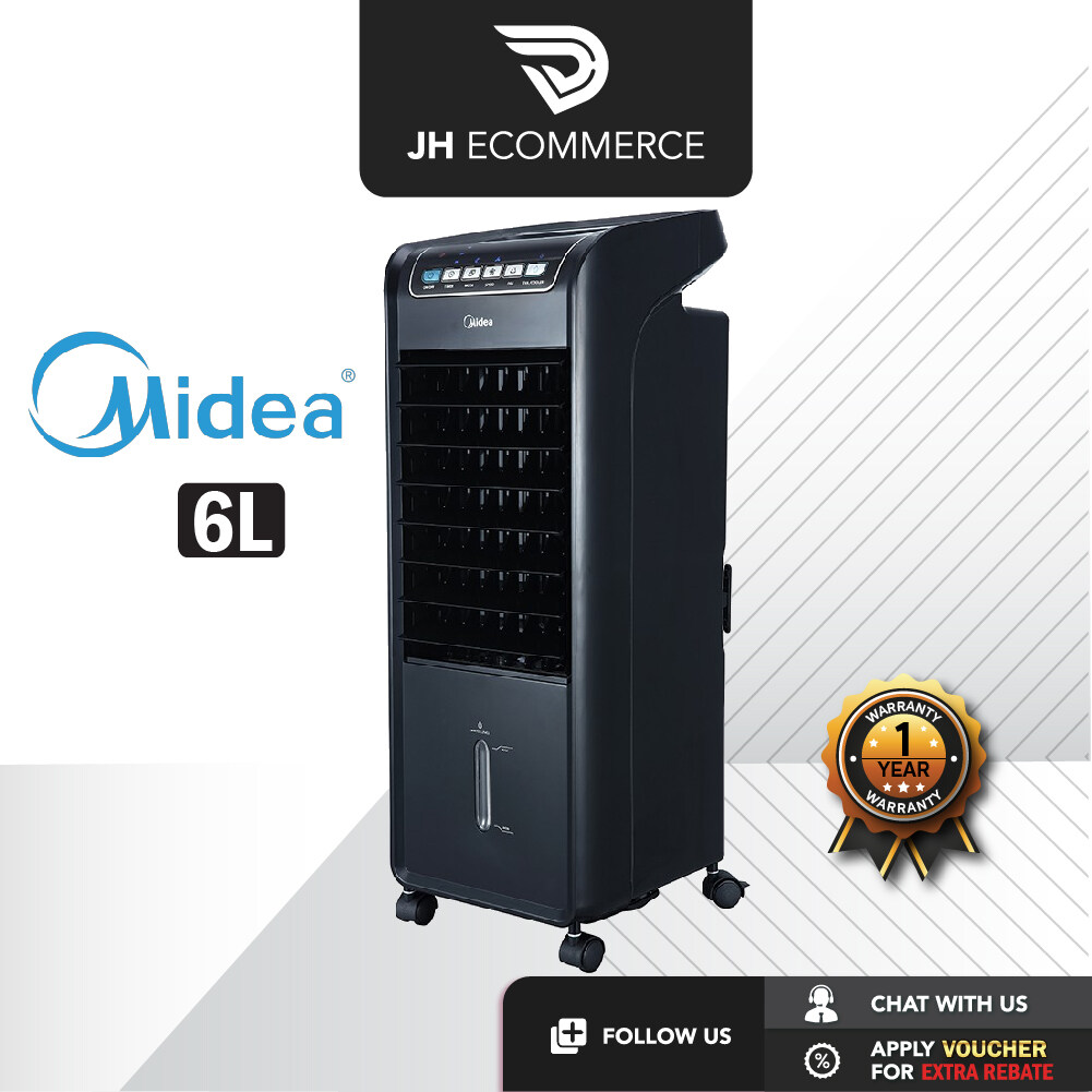 Midea 6.0L Air Cooler With Remote Control MAC106ABK 3 Speed Levels 7 Hours Timer Setting