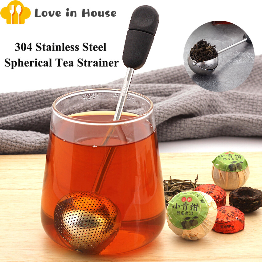 304 Stainless Steel Tea Set Spherical Tea Strainer Coffee Vanilla Spice Filter Diffuser Handle Tea Ball