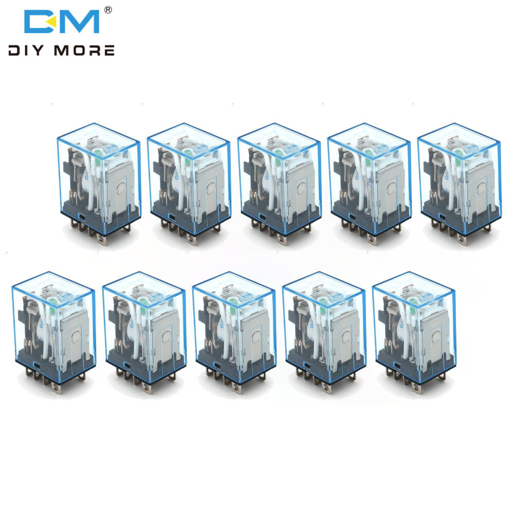 Diymore dc 12v coil power relay ly2nj electronic mini electromagnetic relay module dpdt hh62p jqx~13f 8 pin led lamp indication with ptf08a socket base
