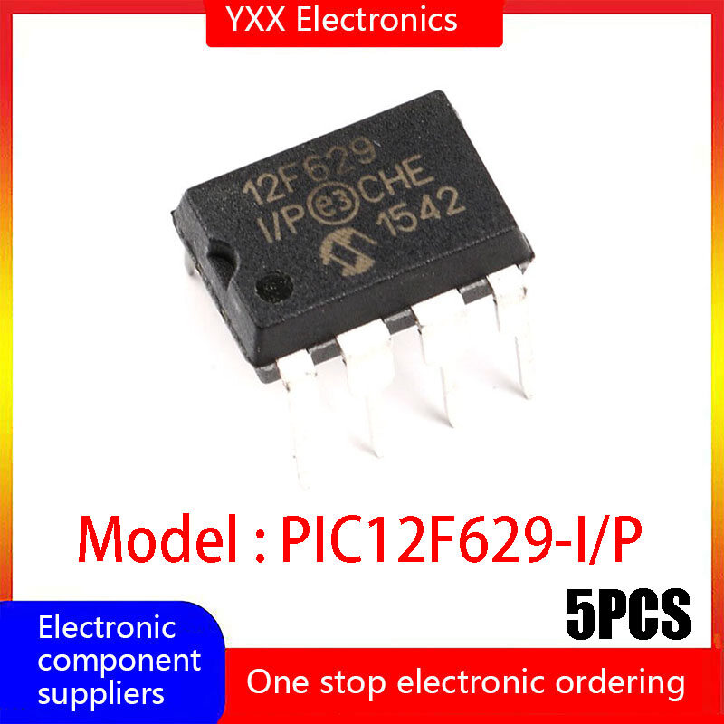 5pcs new original pic12f629-i/p pic12f629 8-bit flash microcontroller chip ic plug-in packaging dip-8