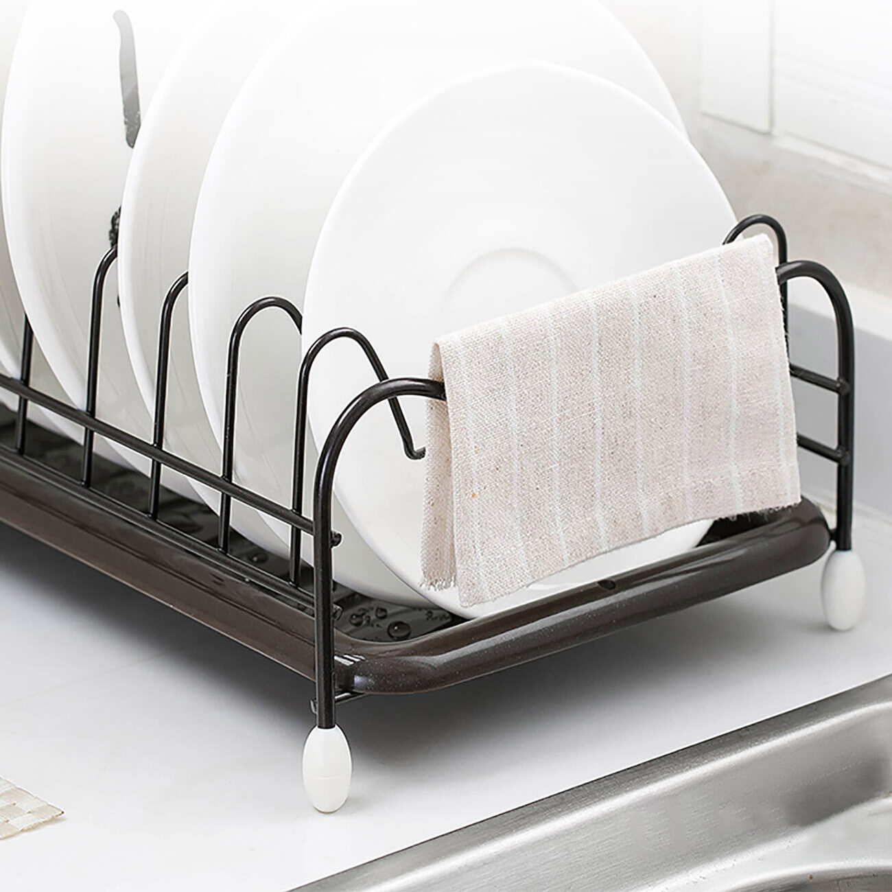 CNMF Iron Dish Rack Bowl Plate Storage Rack Sink Accessories Kitchen Organizer Space Saver