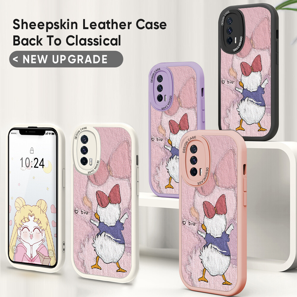 ZeroQiQi Casing Case For Redmi Note 10,Redmi Note 10 5G,Redmi Note 10 Pro,Redmi Note 10S Case Slim Cartoon Daisy Duck Leather Back Casing PU Leather Cover Phone Case