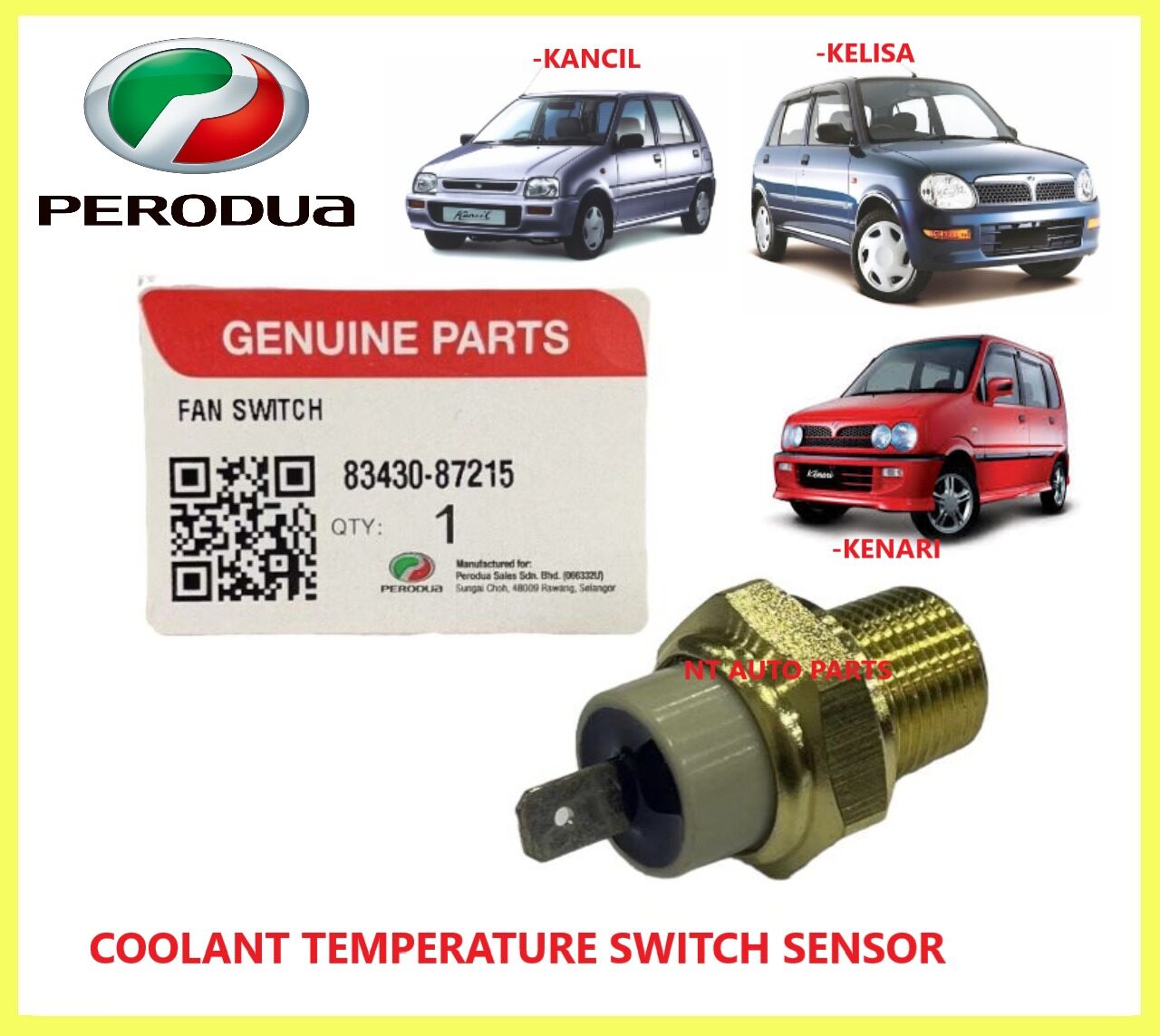 GENUINE Perodua Radiator water CoolantThermo Fan Switch Sensor