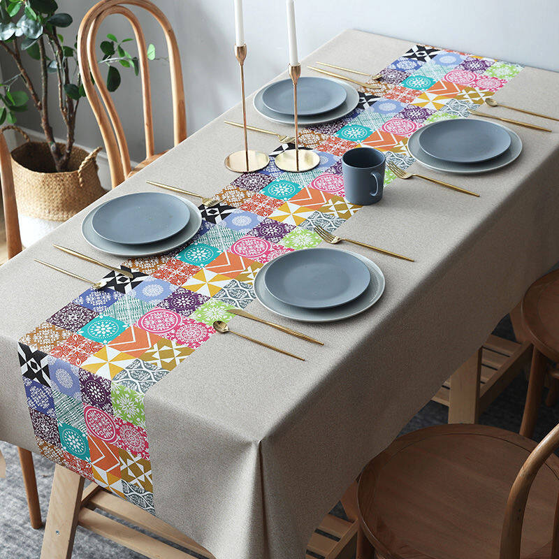 Lovehome Exquisite Print PVC Tablecloth 2 4 6 8-Seater Rectangular Dining Table Cloth Waterproof Hotproof Table Cover