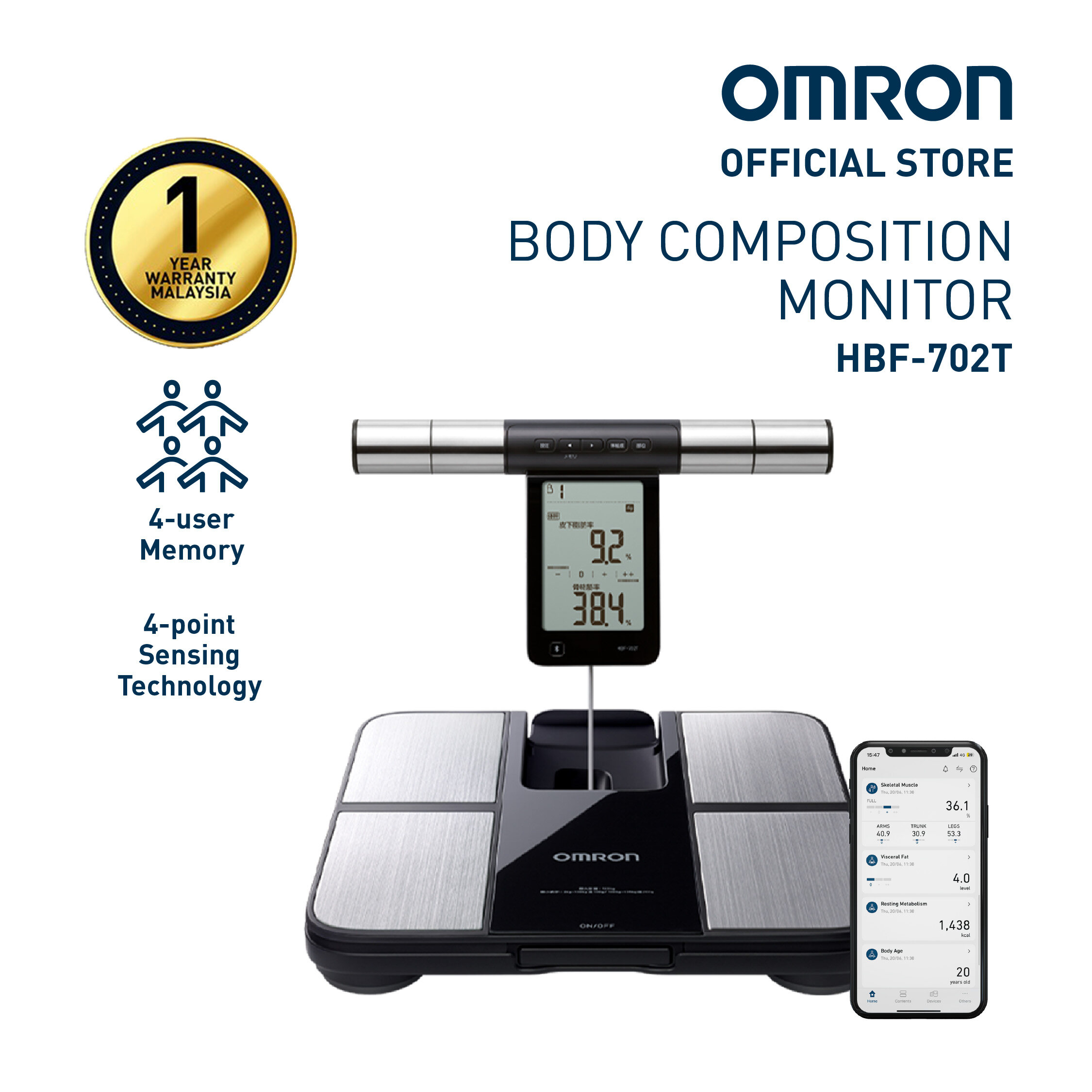 OMRON Body Composition Monitor HBF-702T (1 Year Local