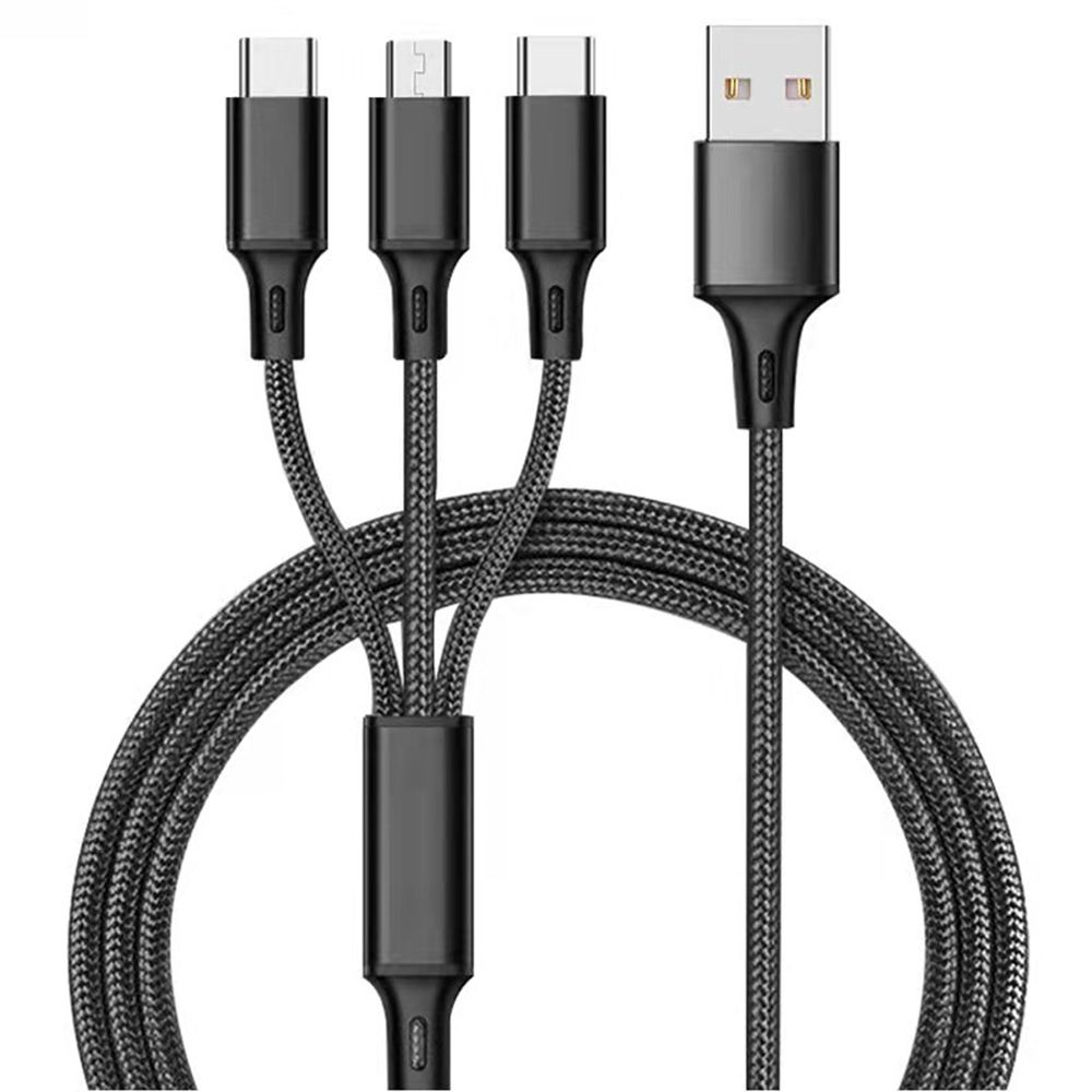 GEHW Universal High Quality Data Lines Powerbank Charger IOS Type C Data Cable Data Cord Charging Cable Fast Charger Wire 3 in1 USB Cable
